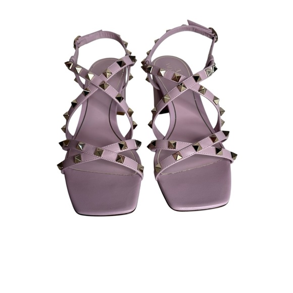 Valentino Garavani Pink Leather Rockstud 60 Sandals size 39.5/ US 10 - Picture 3 of 9